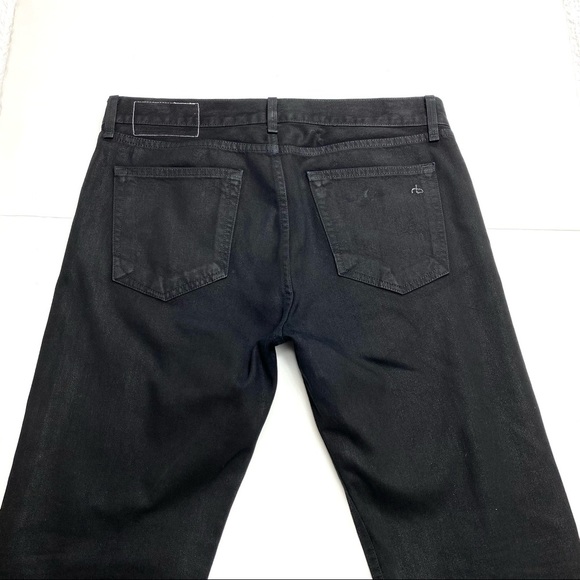 RAG and Bone RB15X Slim Straight Jeans Coated Black - Picture 5 of 10